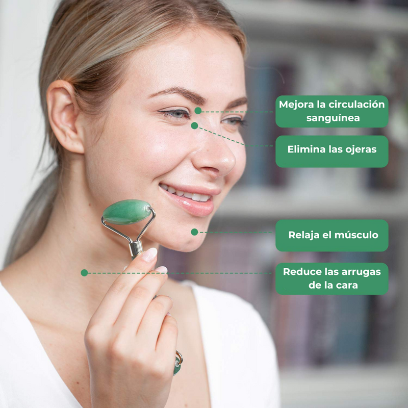 Rodillo Facial de Piedra de Jade Verde - Jade Harmony Roller™