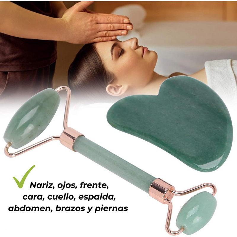 Rodillo Facial de Piedra de Jade Verde - Jade Harmony Roller™